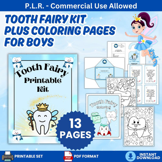PLR Printable Tooth Fairy Kit for Boys