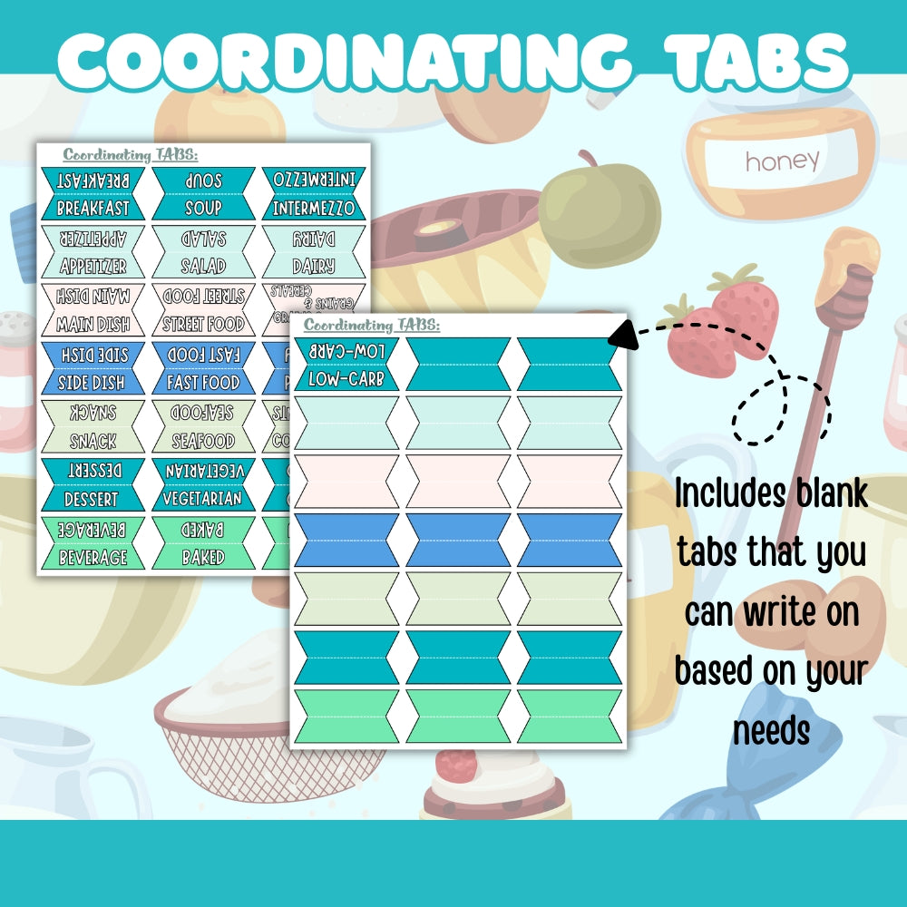PLR Printable Recipe Cards Black/Turquoise