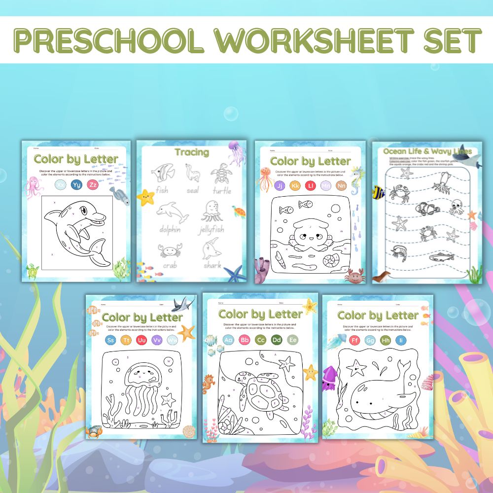 PLR Preschool Worksheets - Under the Sea