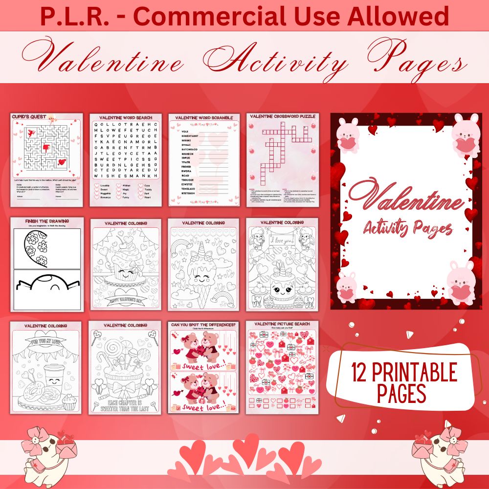 PLR Valentine Activity Pages
