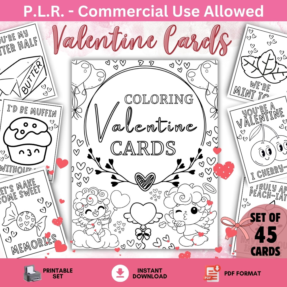 PLR Valentine Cards to Color