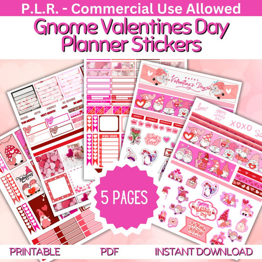 PLR Gnome Valentine Planner Stickers