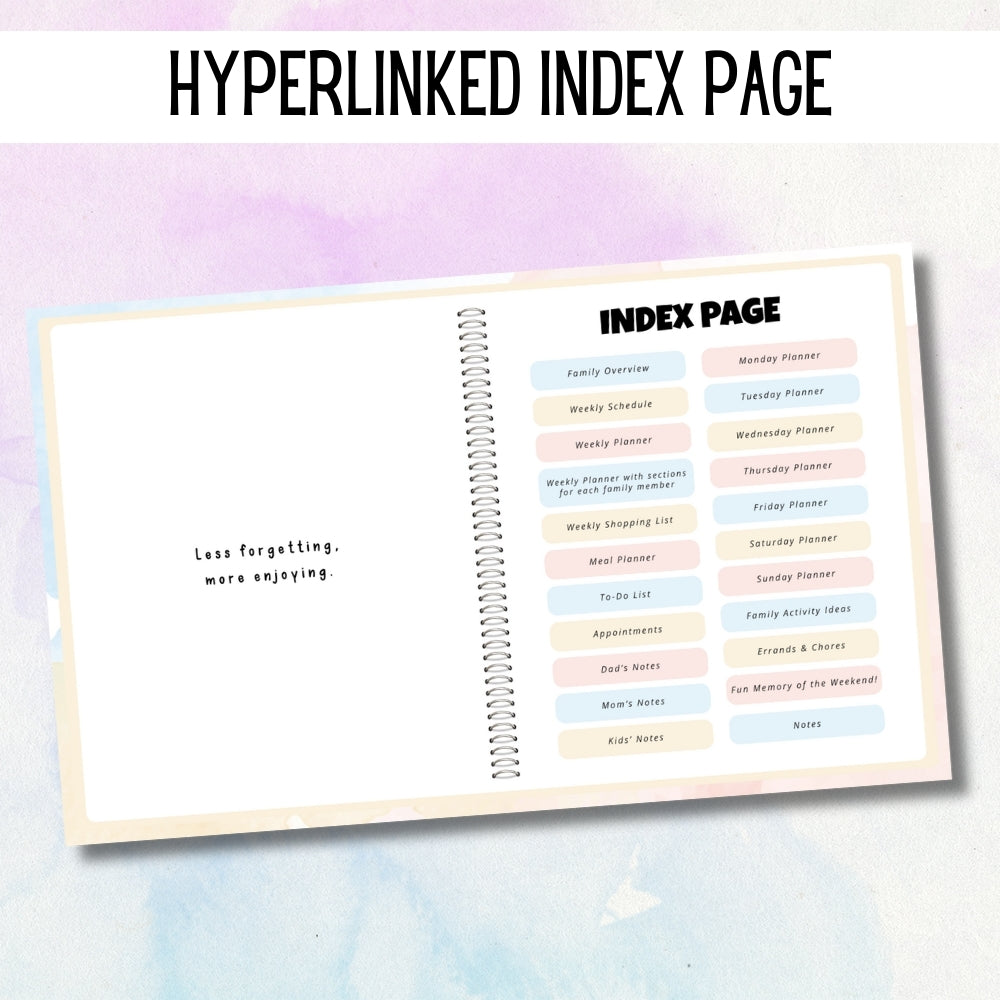 PLR Digital Weekly Family Planner