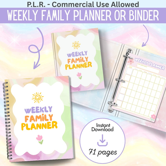 PLR Printable Weekly Family Planner