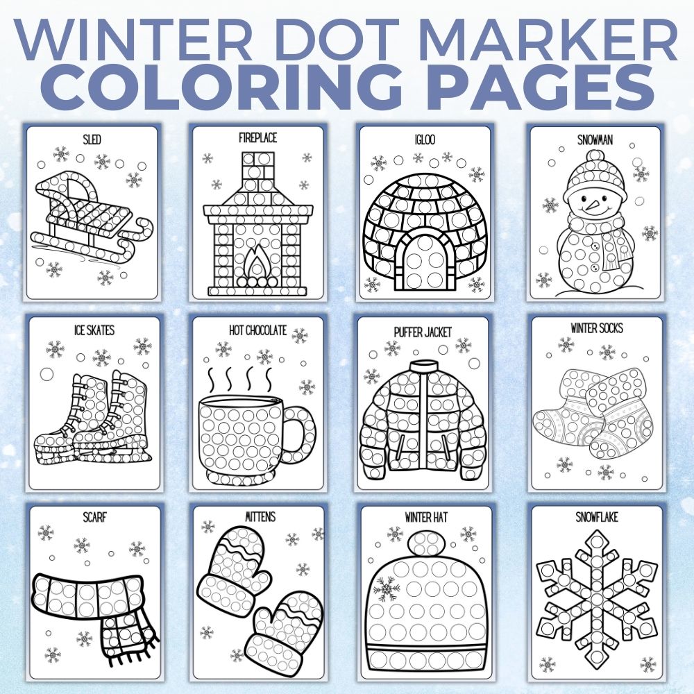 PLR Winter Dot Marker Coloring Pages