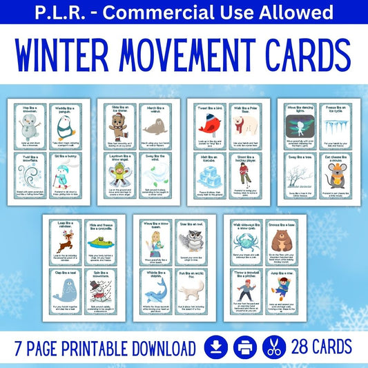 PLR Winter Movement Cards for Kids