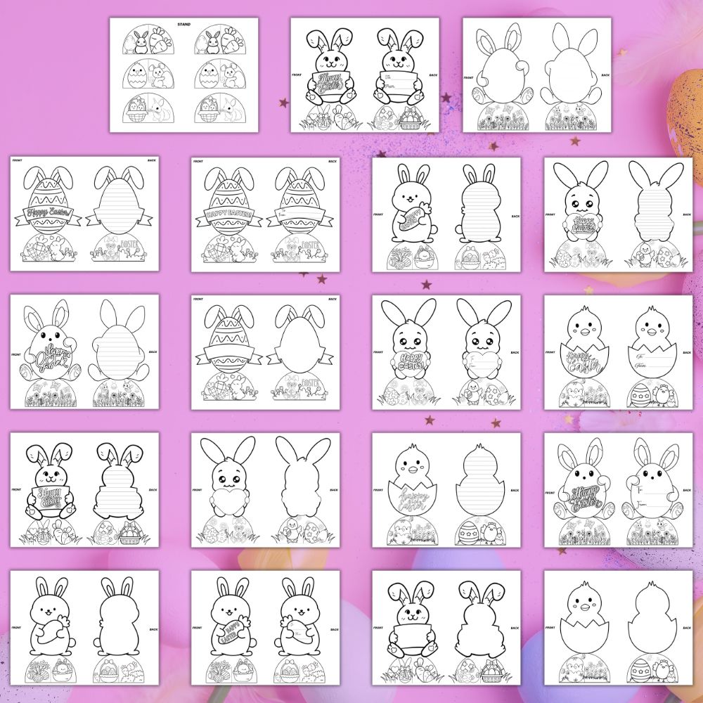 PLR 3D Easter Cards to Color