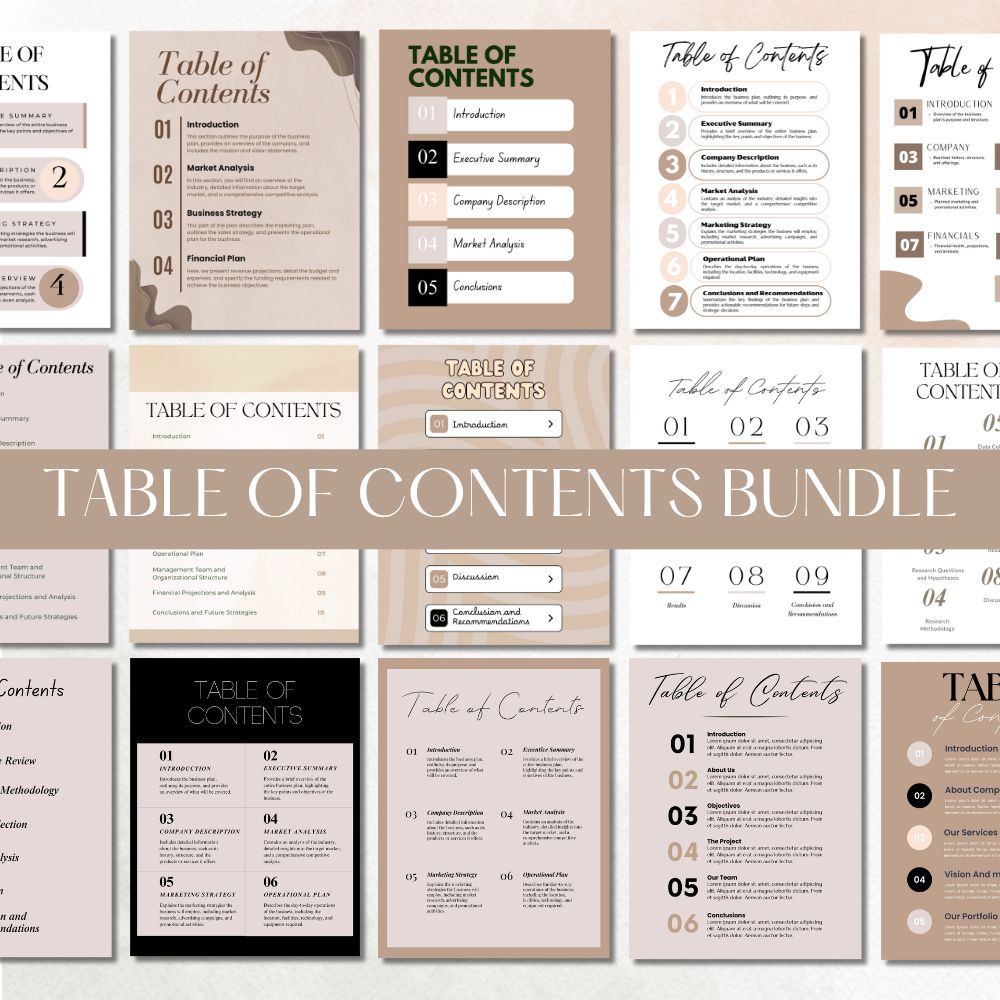 PLR Beige Table of Content Pages Canva Templates