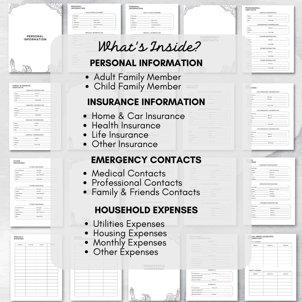 PLR Black & White Emergency Planner