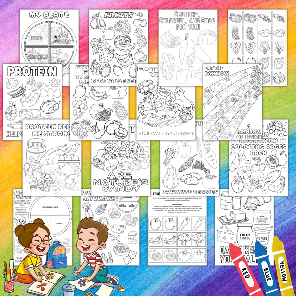 PLR Child Nutrition Coloring Pages and Books