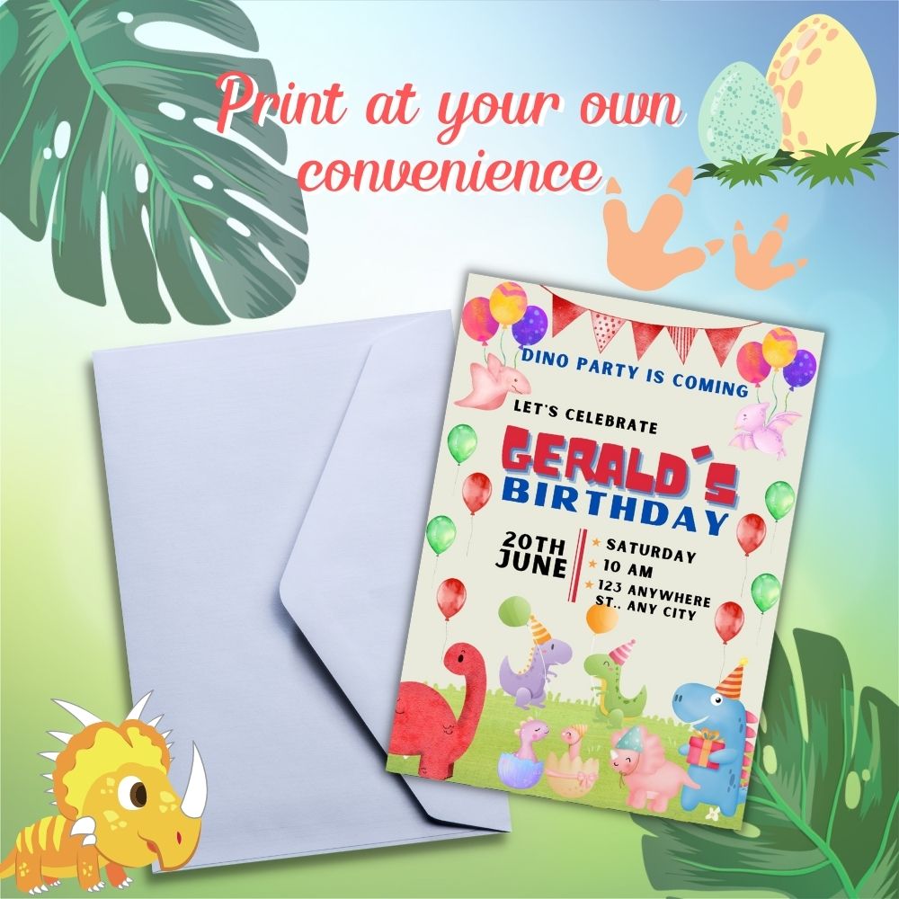 PLR Dinosaur Birthday Invitation