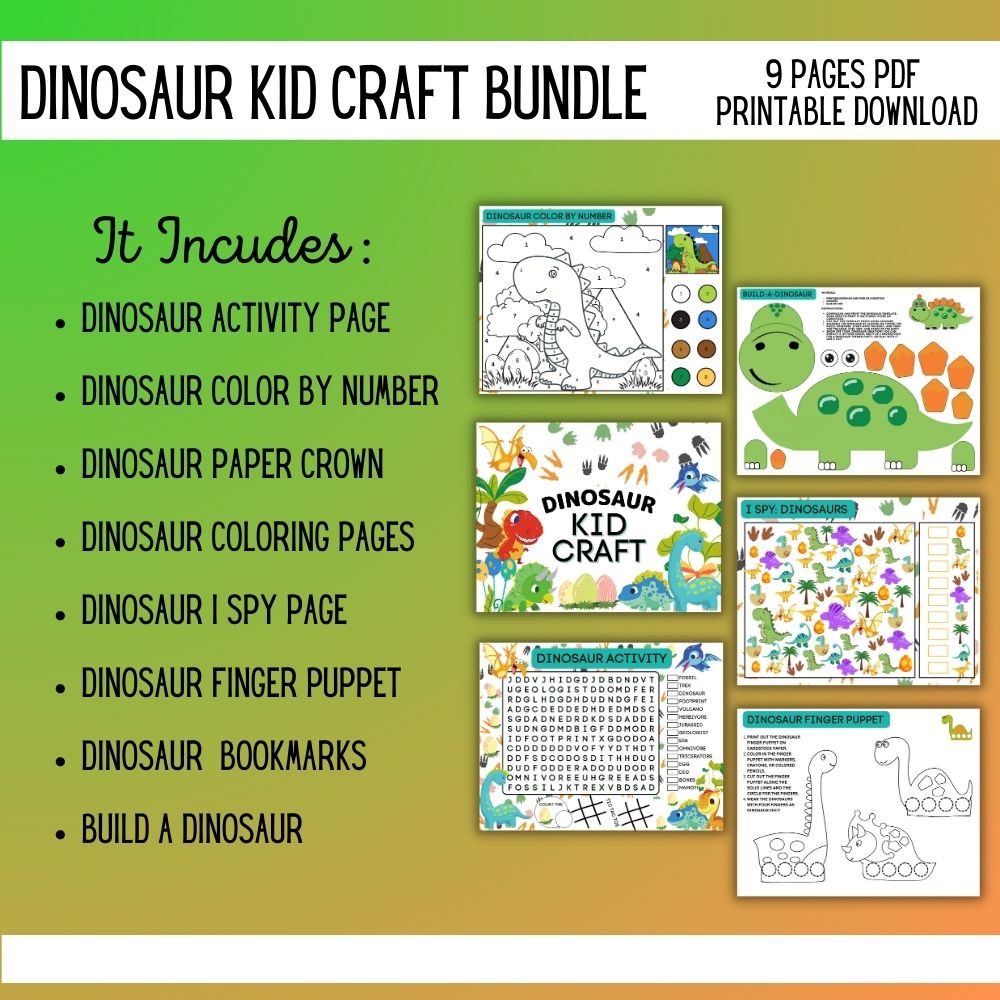 PLR Dinosaur Kid Craft Bundle