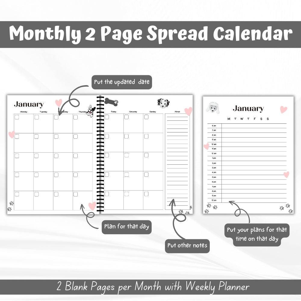 PLR Black & White Dog Care Planner