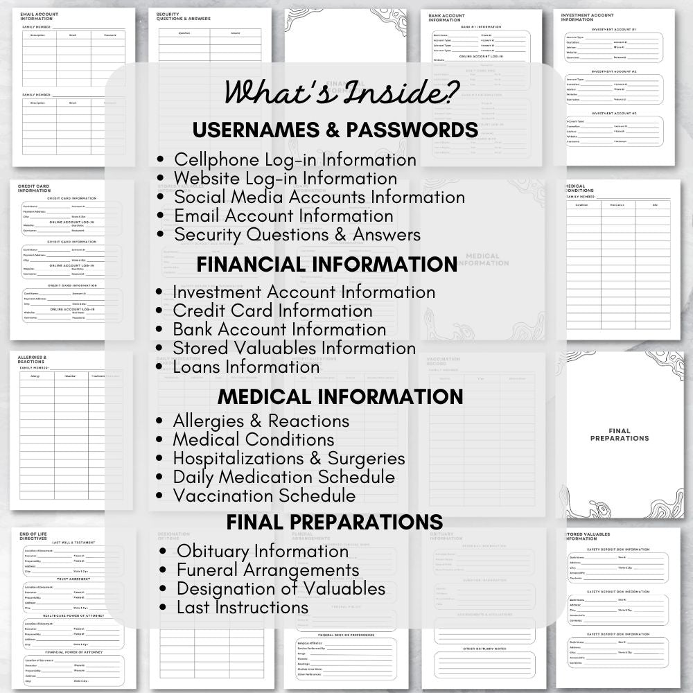 PLR Black & White Emergency Planner