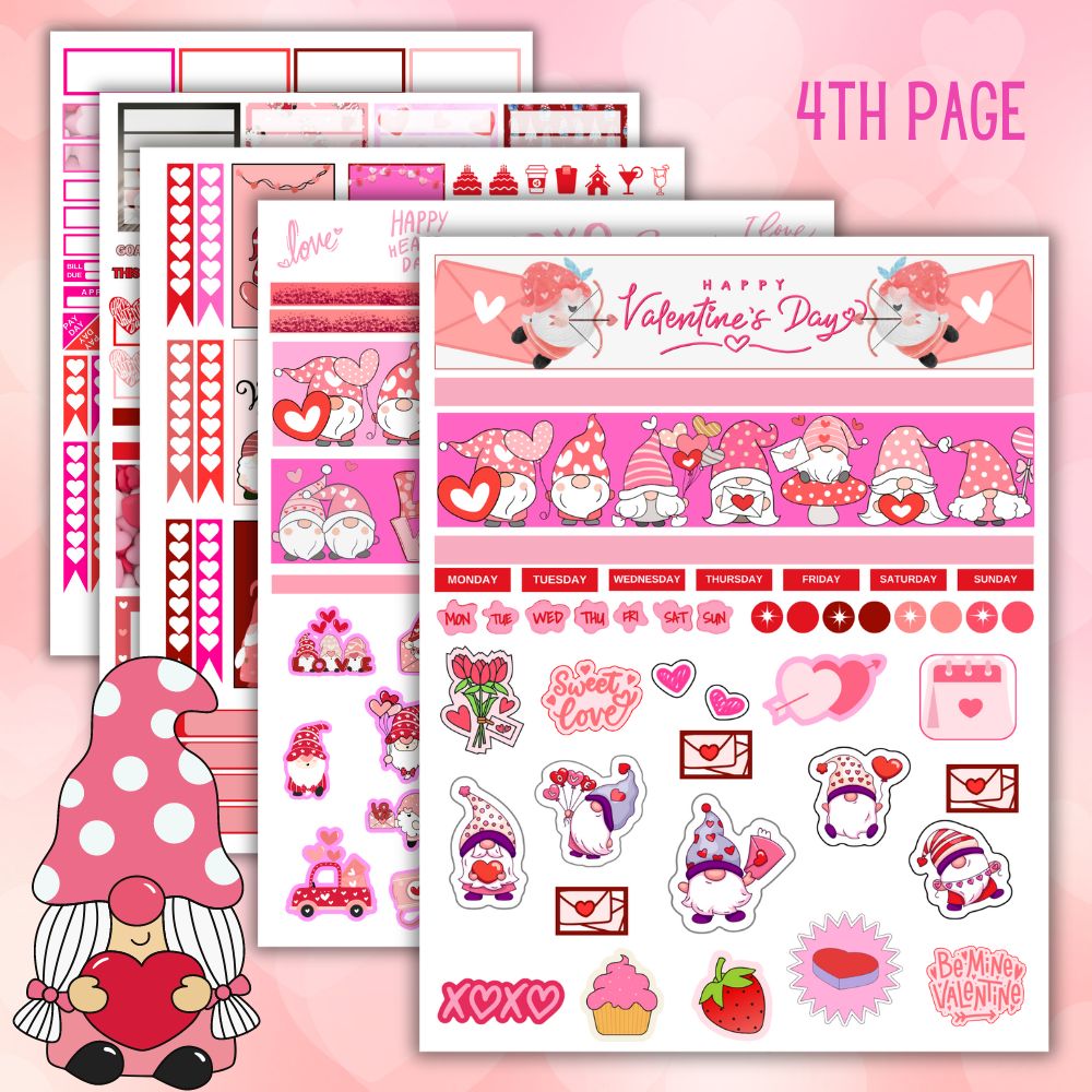 PLR Gnome Valentine Planner Stickers