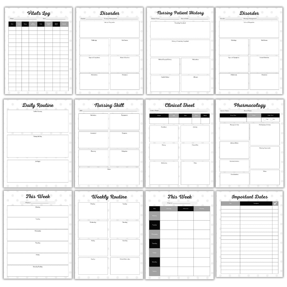 PLR Black and White Healthcare Worker/Nurse Planner