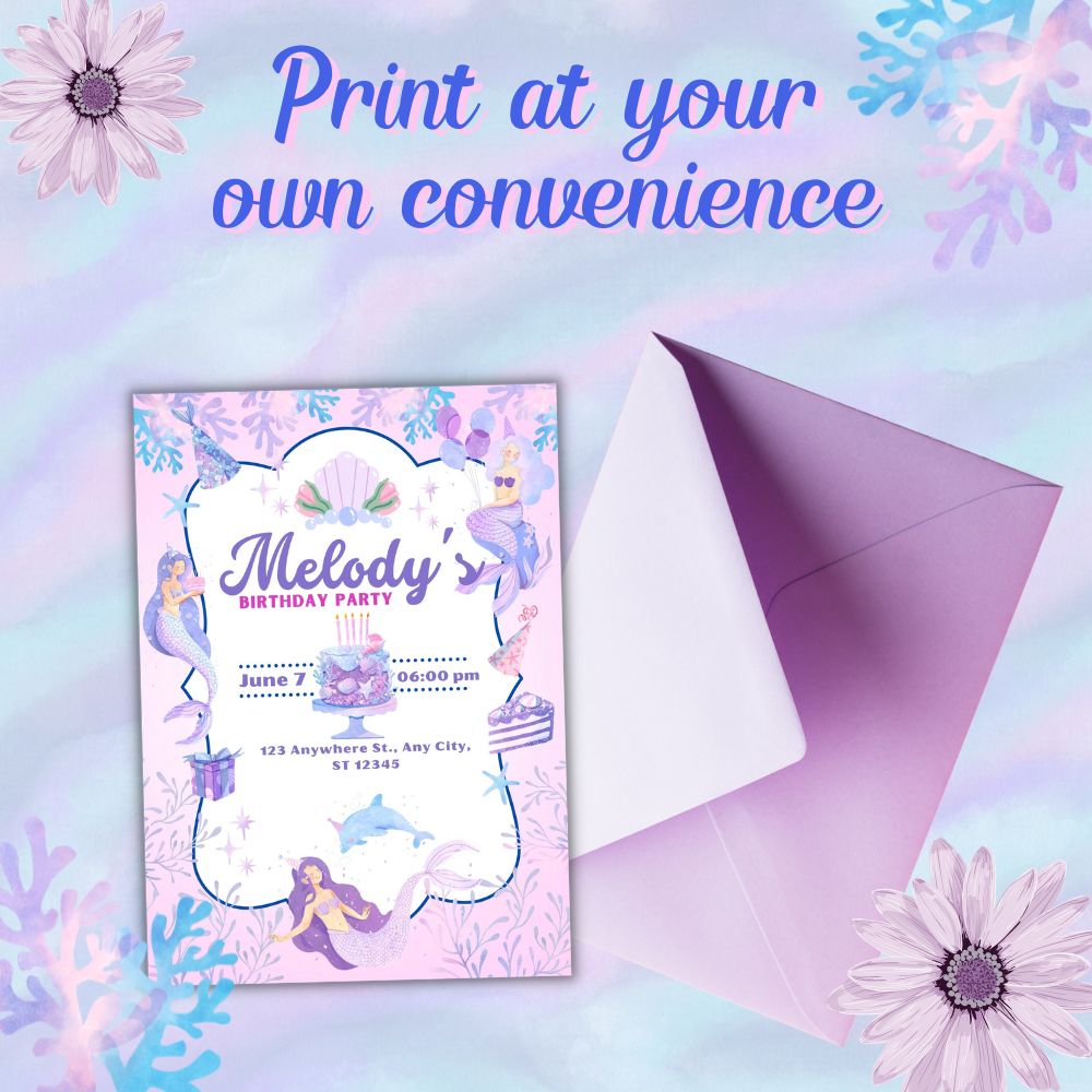 PLR Mermaid Birthday Invitation