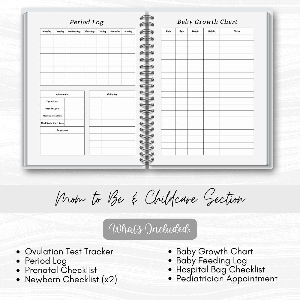 PLR Black and White Mom to Be + Busy Mom Planner