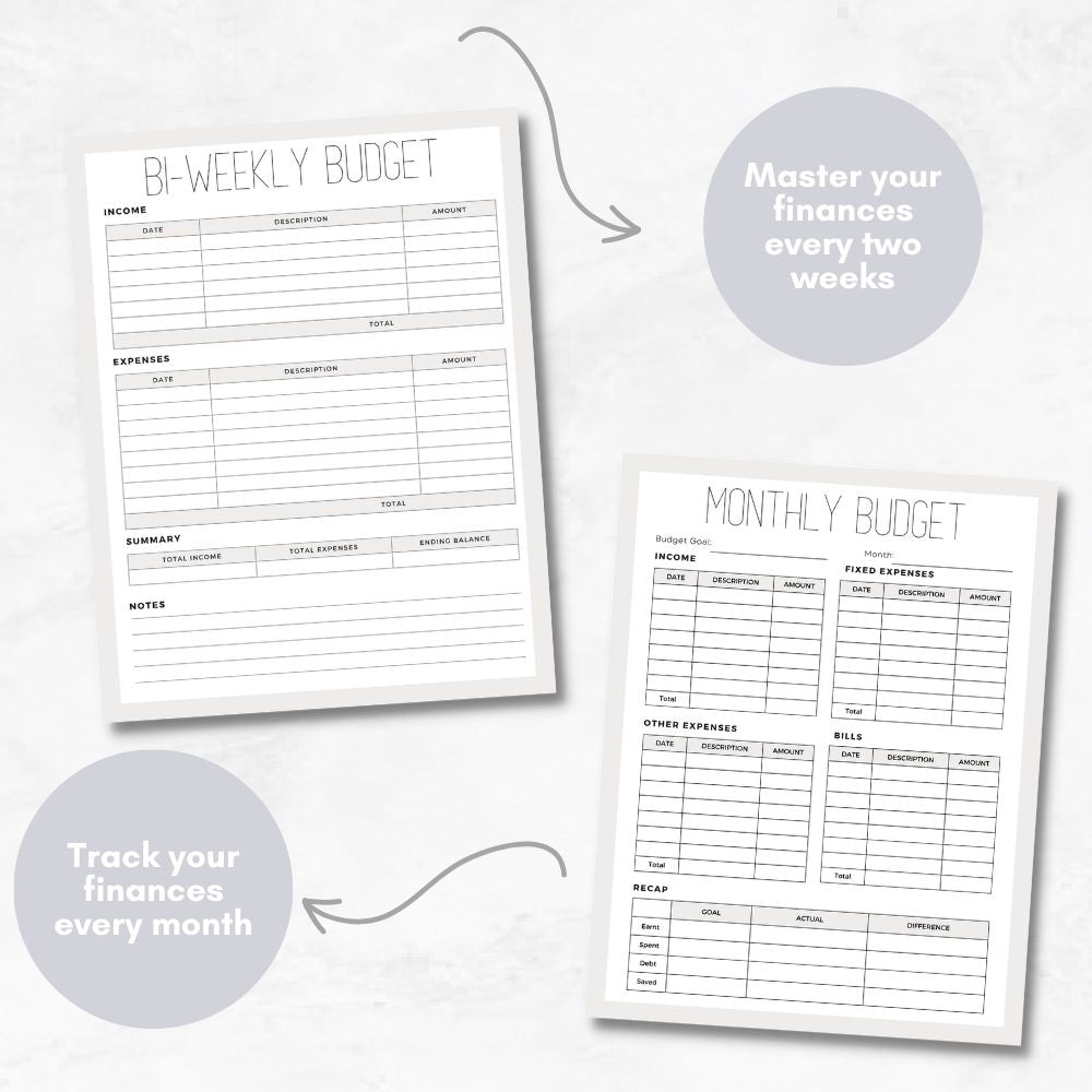 PLR Black & White Personal Finance Planner