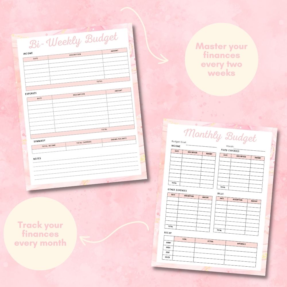 PLR Pink Personal Finance Planner