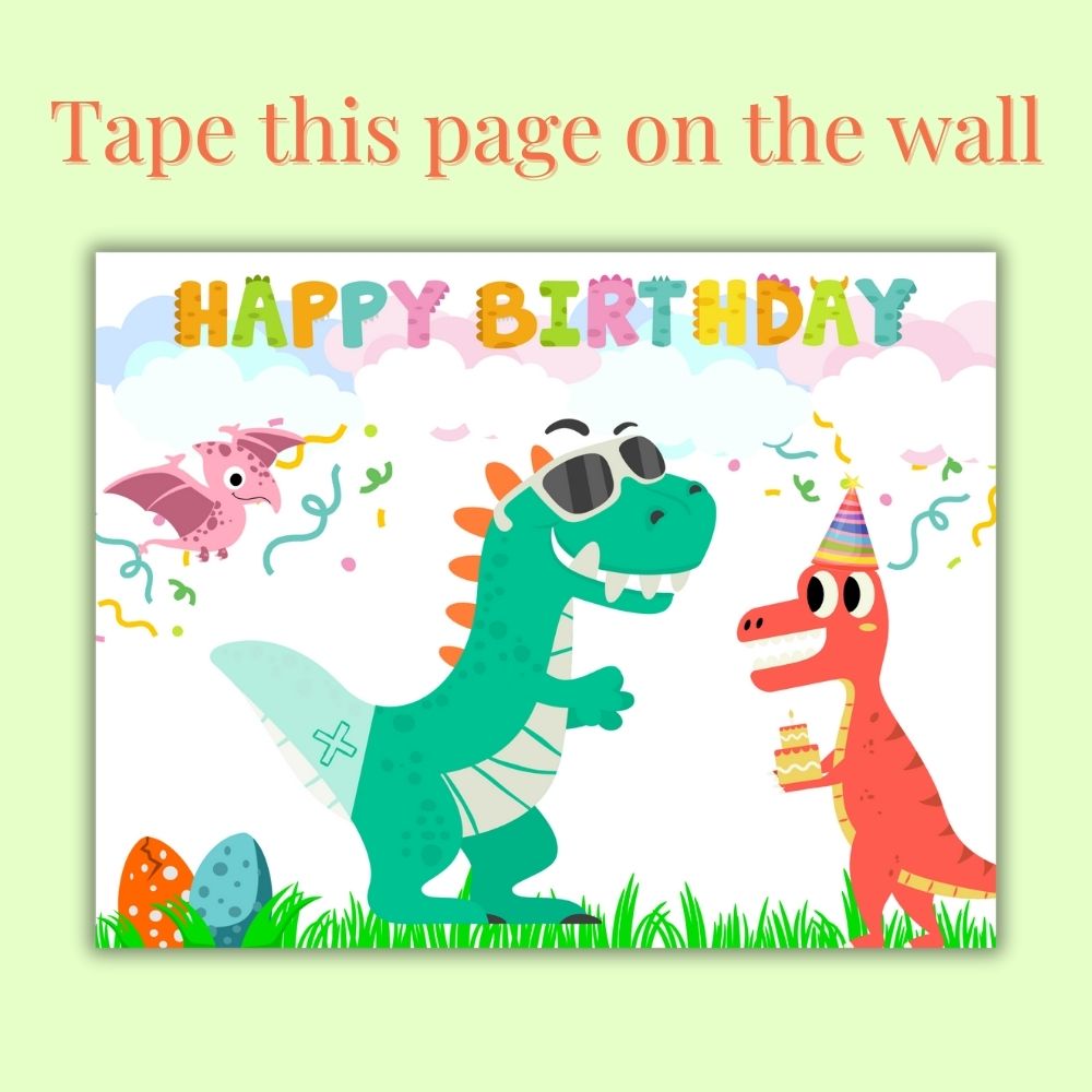 PLR Happy Birthday Pin the Tail on the Dinosaur
