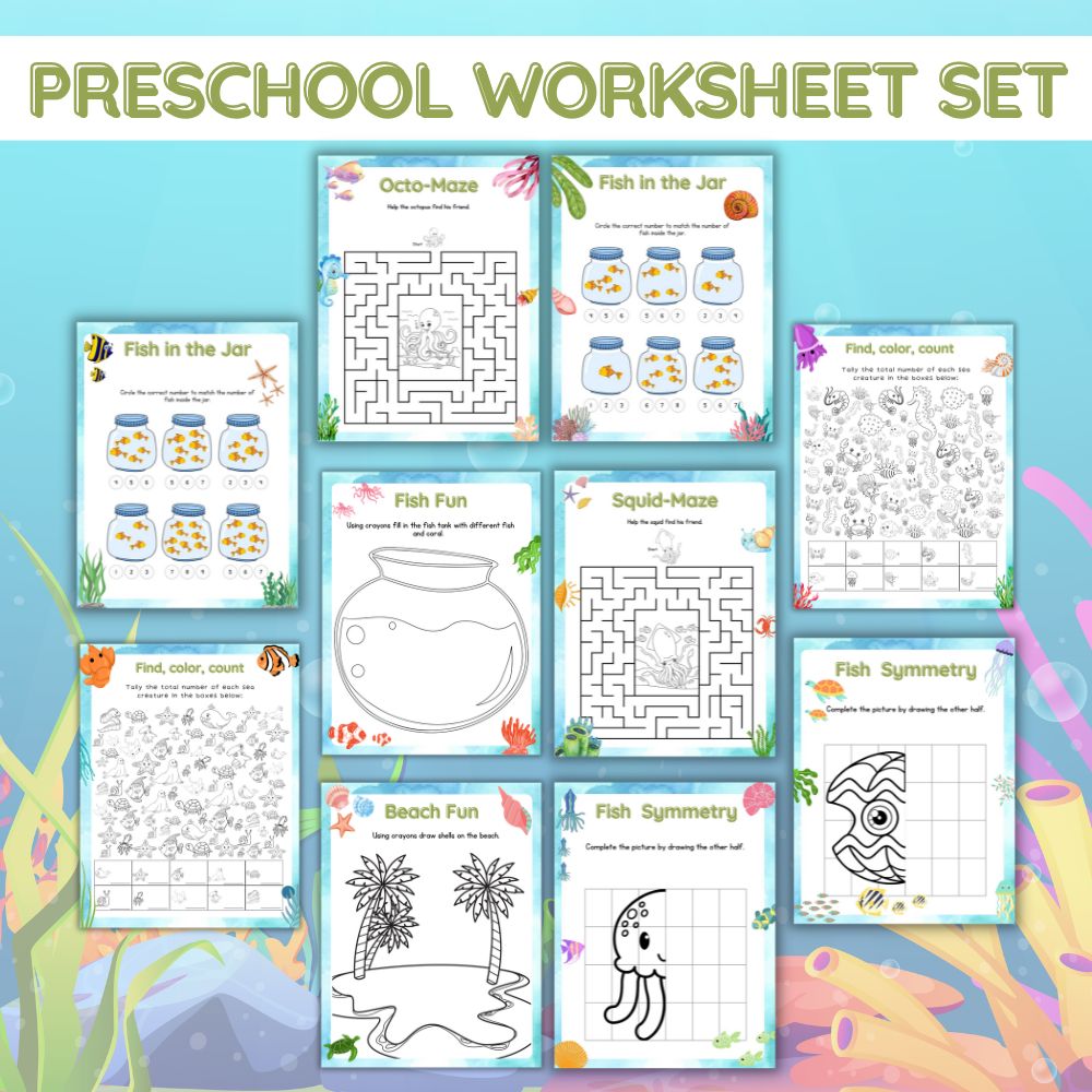 PLR Preschool Worksheets - Under the Sea
