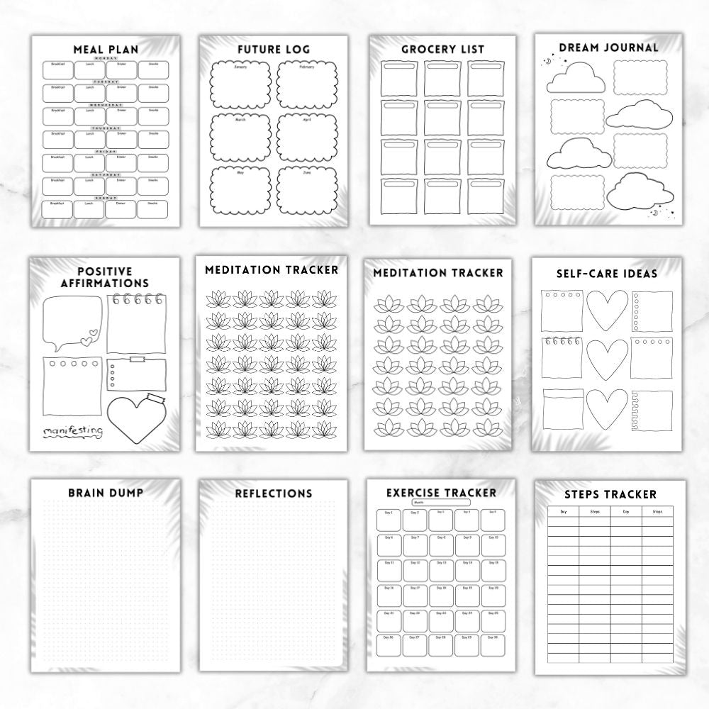 PLR Black and White Bullet Planner & Trackers