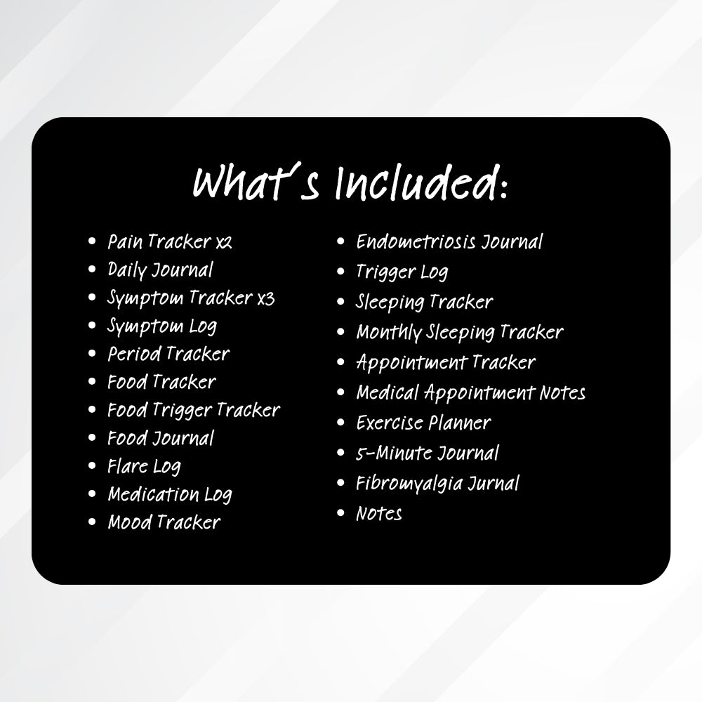 PLR Black and White Pain Management Tracker Journal