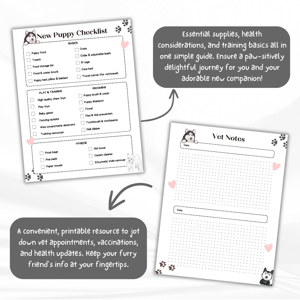 PLR Black & White Dog Care Planner