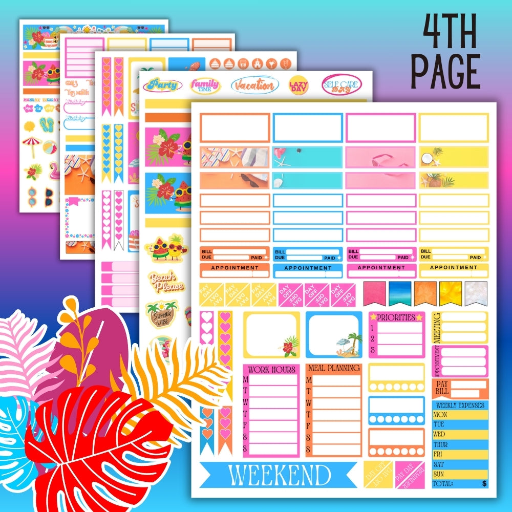 PLR Summer Planner Sticker Set
