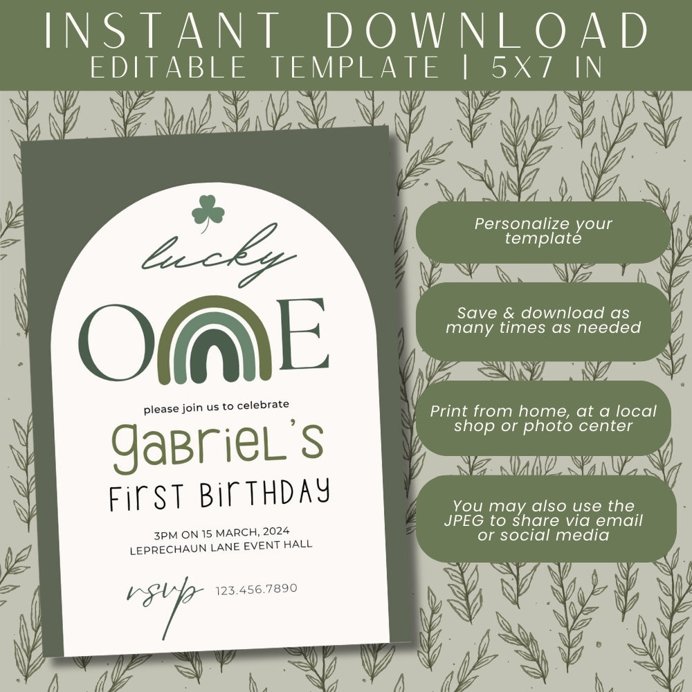 PLR Boy St Patricks Day Birthday Invitation