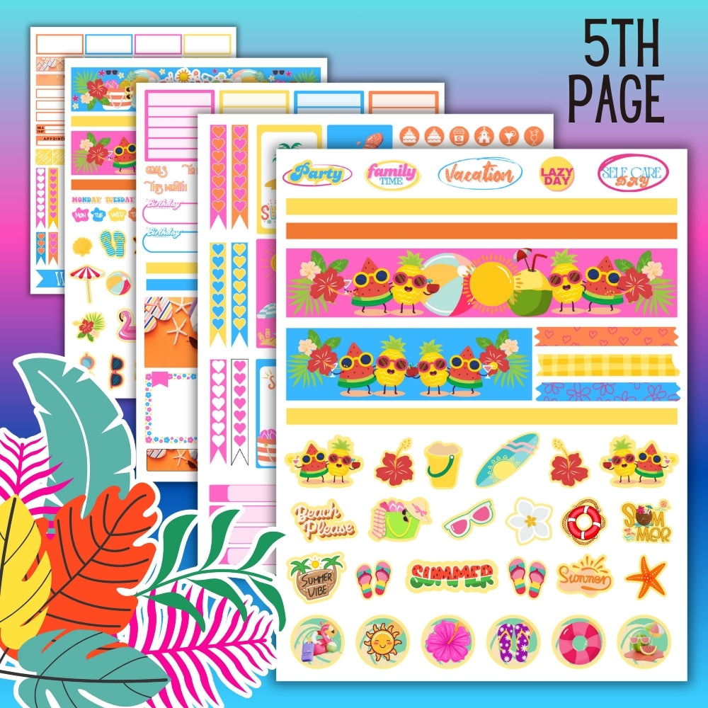 PLR Summer Planner Sticker Set