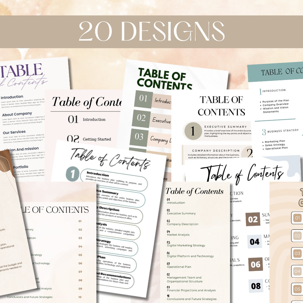 PLR Table of Content Pages Canva Templates
