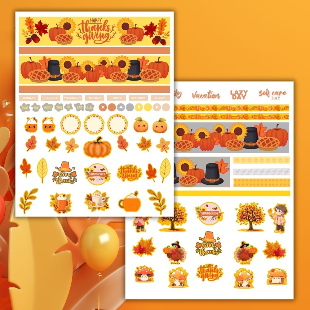 PLR Thanksgiving Planner Stickers