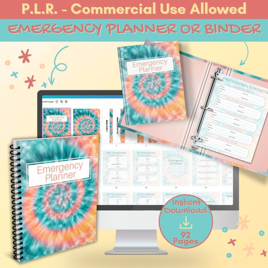 PLR Tie Dye Emergency Planner