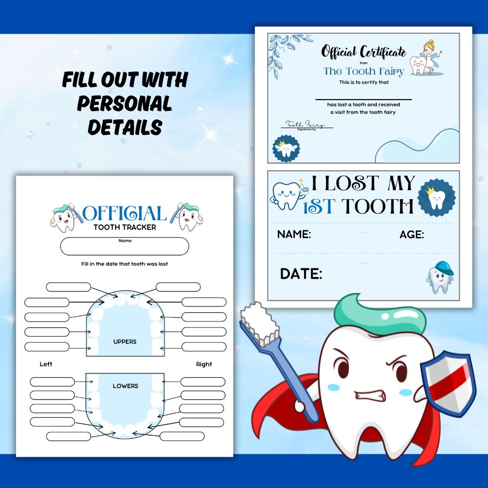 PLR Printable Tooth Fairy Kit for Boys