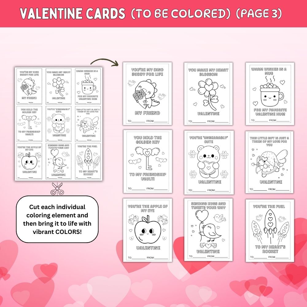 PLR Valentine Cards to be Colored