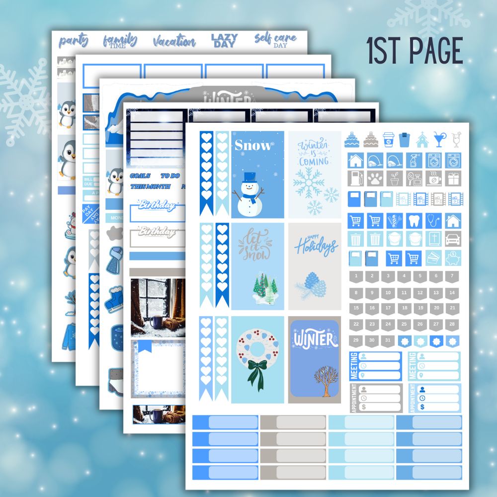PLR Winter Planner Stickers