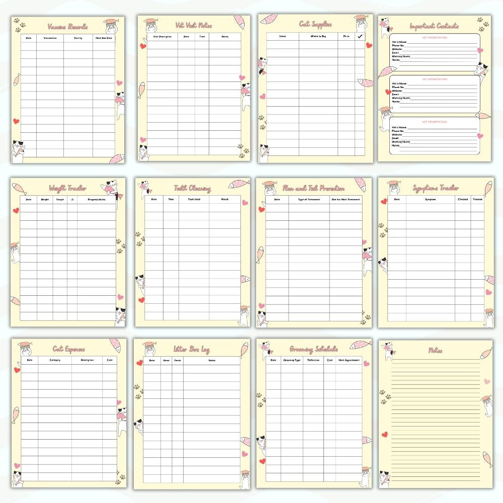 PLR Yellow Cat Care Planner