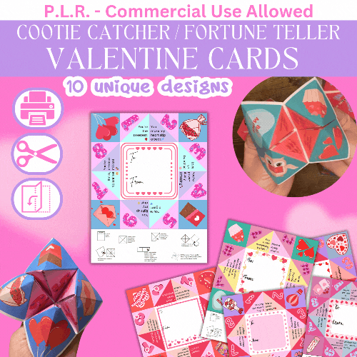 PLR Valentine Cootie Catcher Fortune Teller Printable