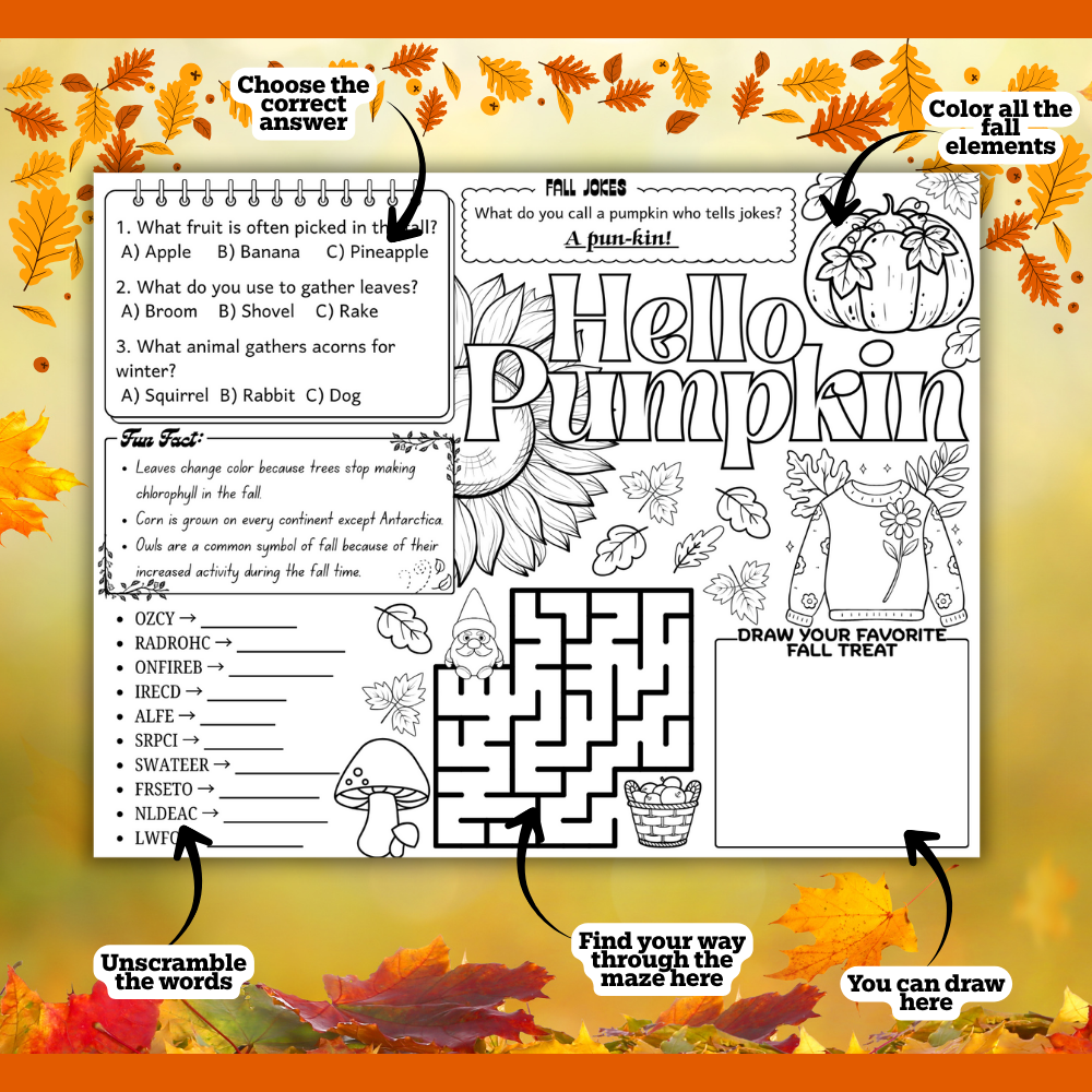 PLR Fall Activity Placemats