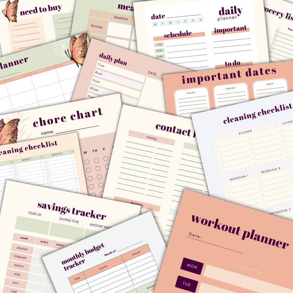 PLR Busy Mom Planner - Butterfly Design