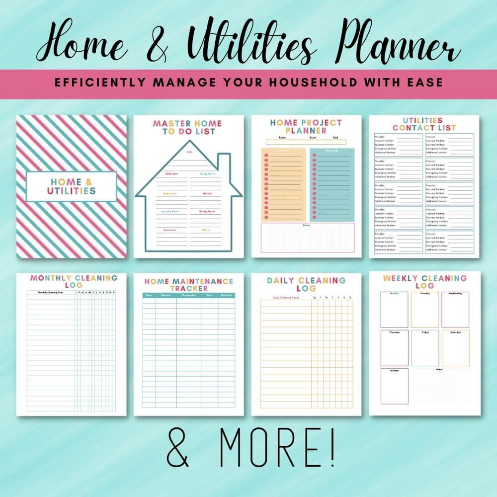 PLR Multicolor Home Management Planner or Binder