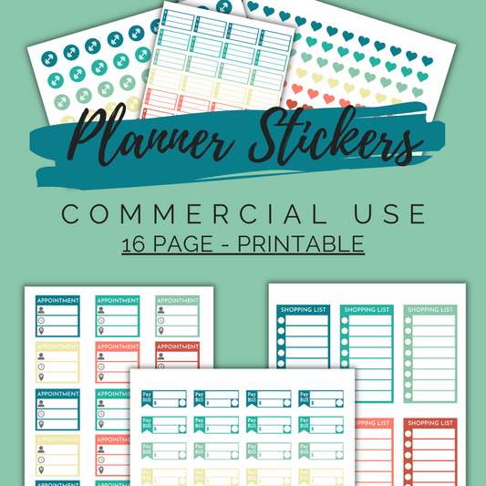 Green PLR Planner Stickers