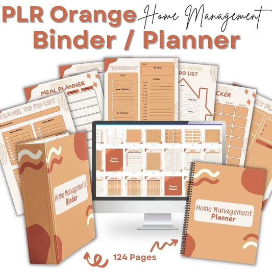 PLR Orange Home Management Planner or Binder