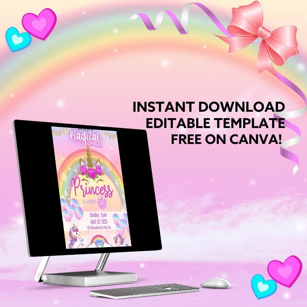 PLR Unicorn Birthday Invitation