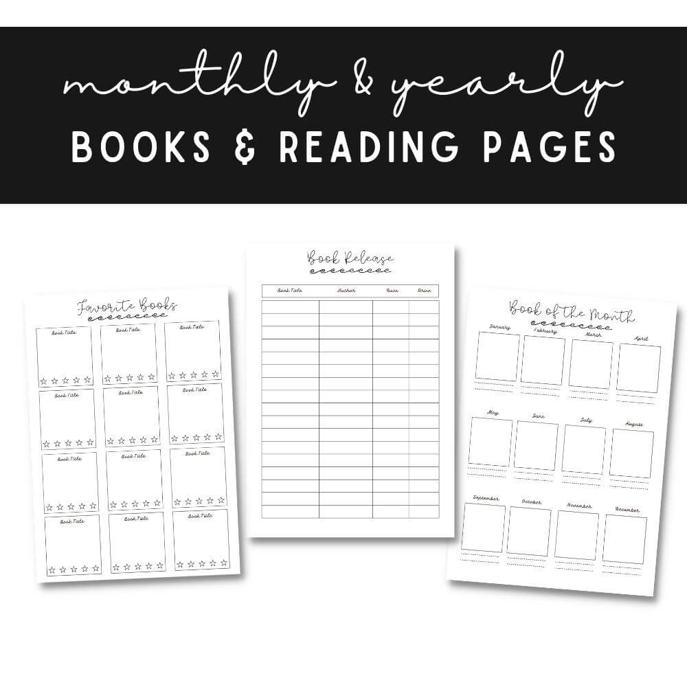 PLR Black & White Reading Planner