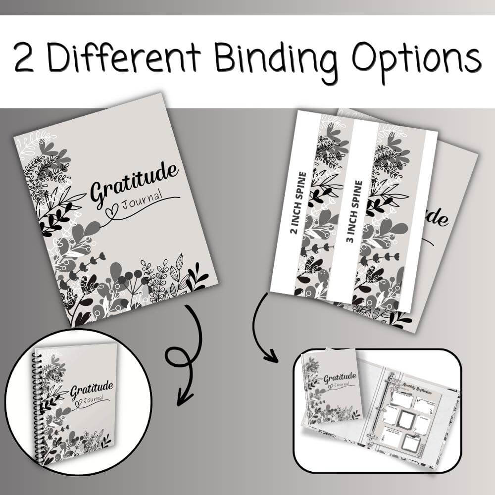 PLR Gratitude Journal in Black and White Design