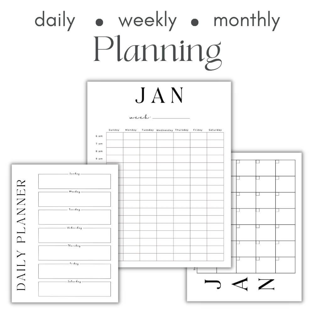 PLR Black & White Business Planner for Content Creators