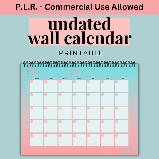 PLR Calendar - (Aqua/Pink)